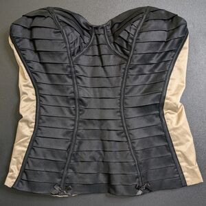 Bebe Black and Cream Satin Corset Top